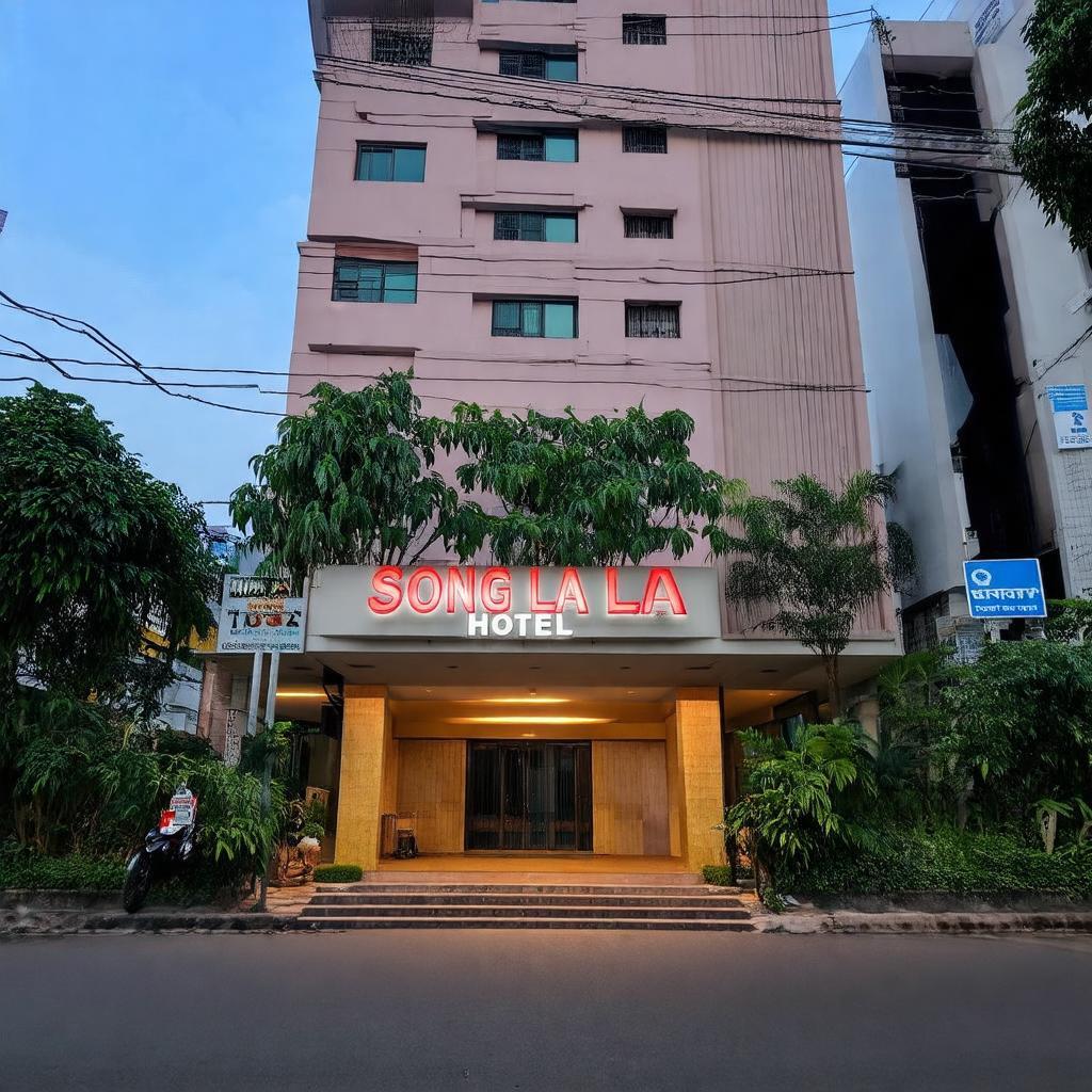 Mặt tiền Khách sạn Sông La tại địa chỉ 113 Nguyễn Thị Thập Quận 7