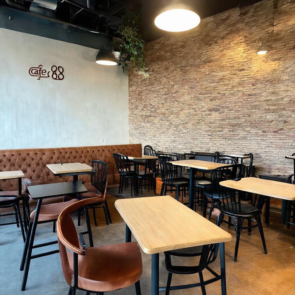 Hình ảnh không gian bên trong Café 888, P. Phú Thọ, Thủ Dầu Một, Bình Dương, với bàn ghế thoải mái và không khí ấm cúng.