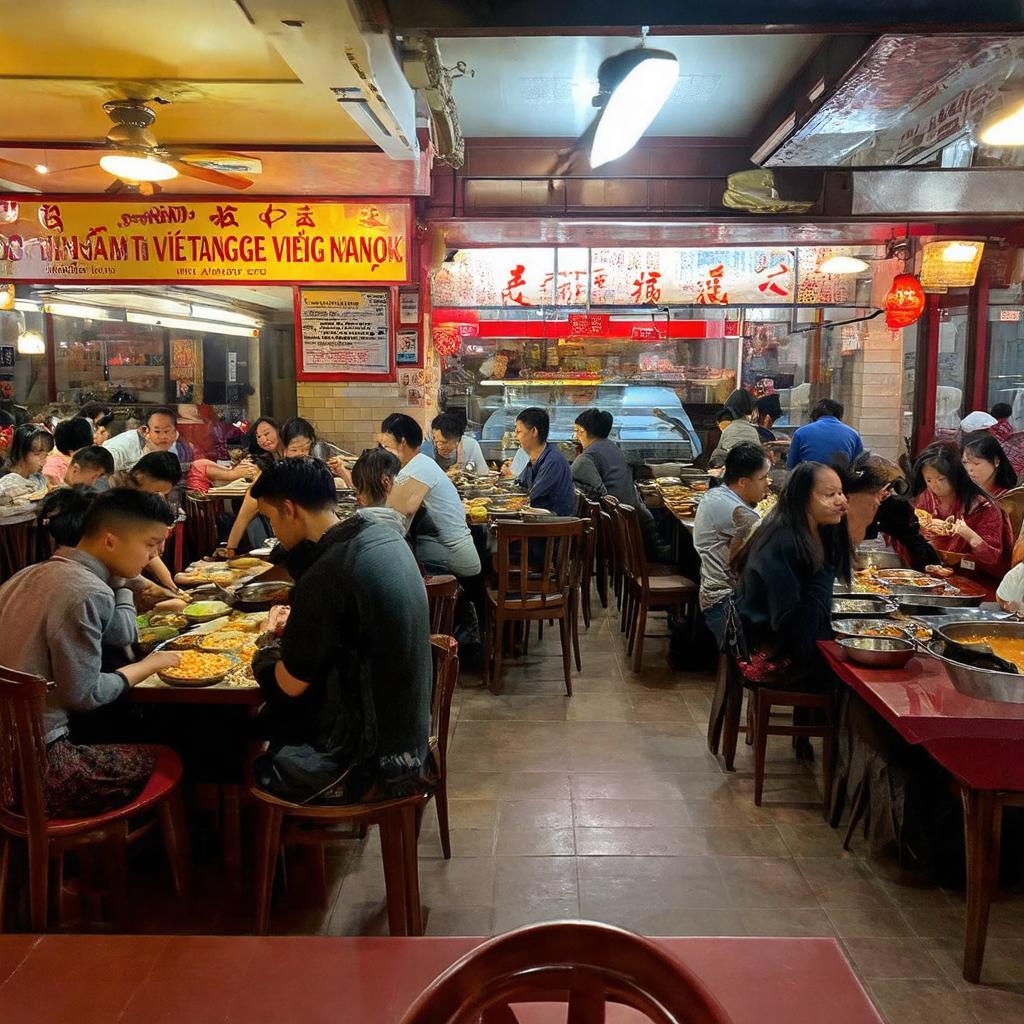 Không gian bên trong quán Lẩu Sơn Tùng 325 Trần Đại Nghĩa đông đúc khách hàng vào giờ cao điểm, sôi động.