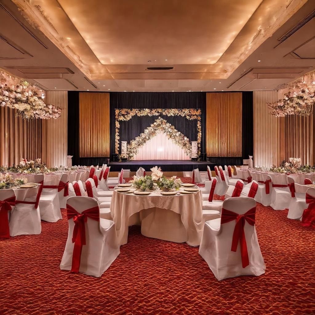 Hình ảnh không gian sảnh tiệc hoặc hội nghị bên trong Oscar Palace với cách bài trí sang trọng