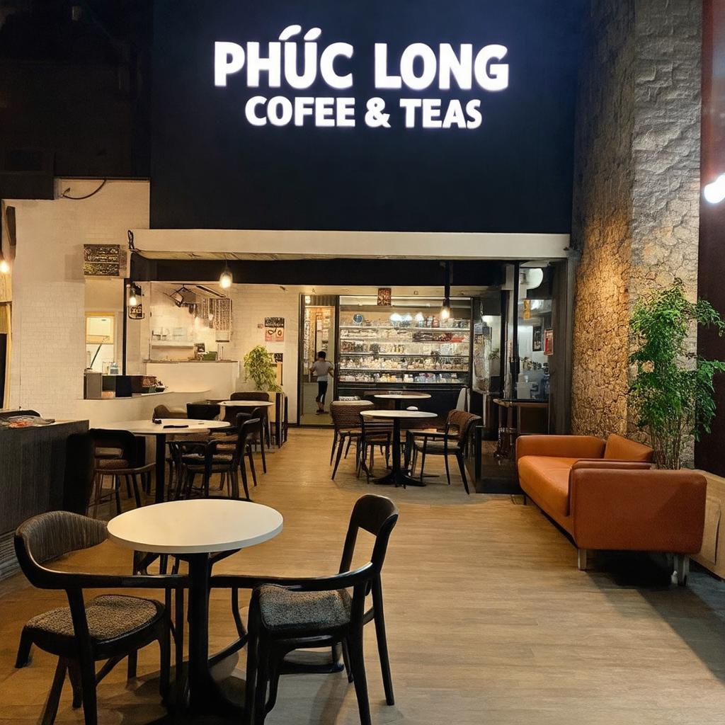 Hinh anh khong gian ben trong quan Phúc Long Nguyen Thiep voi cho ngoi thoai mai