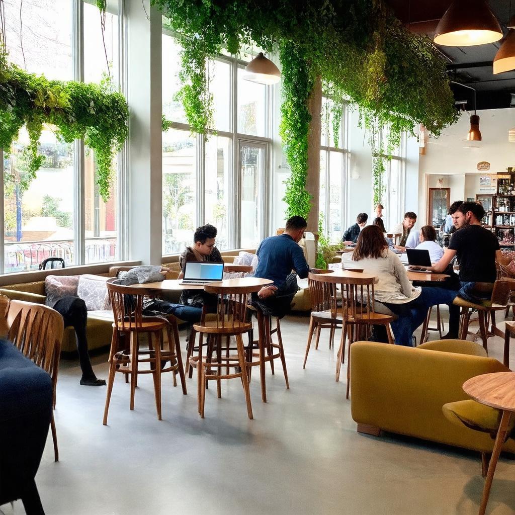 Không gian xanh mát và góc làm việc tại Cheese Coffee Nguyễn Du quận 1