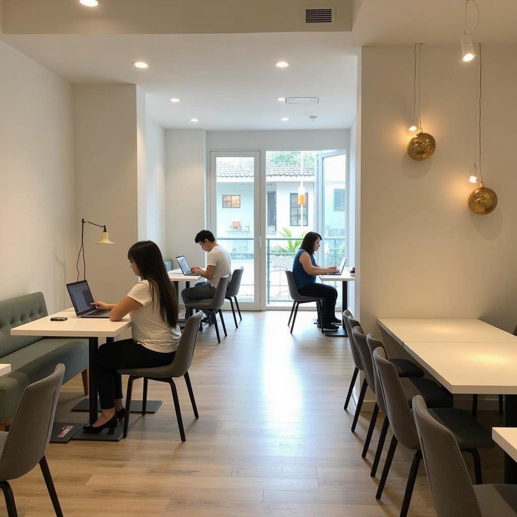 Khu vuc lam viec chung tai Onus Hotels & Offices 26 Phan Huy Thuc Da Nang