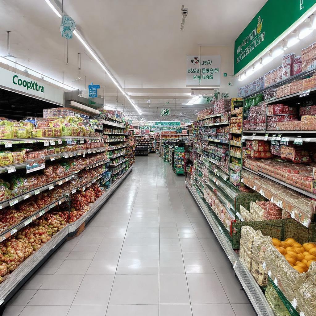 Khong gian mua sam ben trong sieu thi CoopXtra Celadon nhieu mat hang
