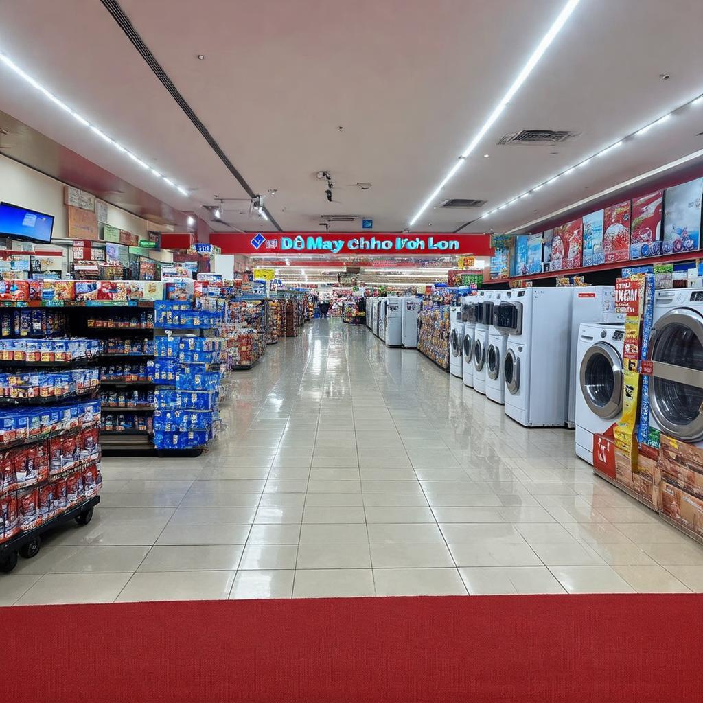 Không gian rộng rãi bên trong siêu thị Điện Máy Chợ Lớn Nguyễn Oanh, trưng bày nhiều sản phẩm.