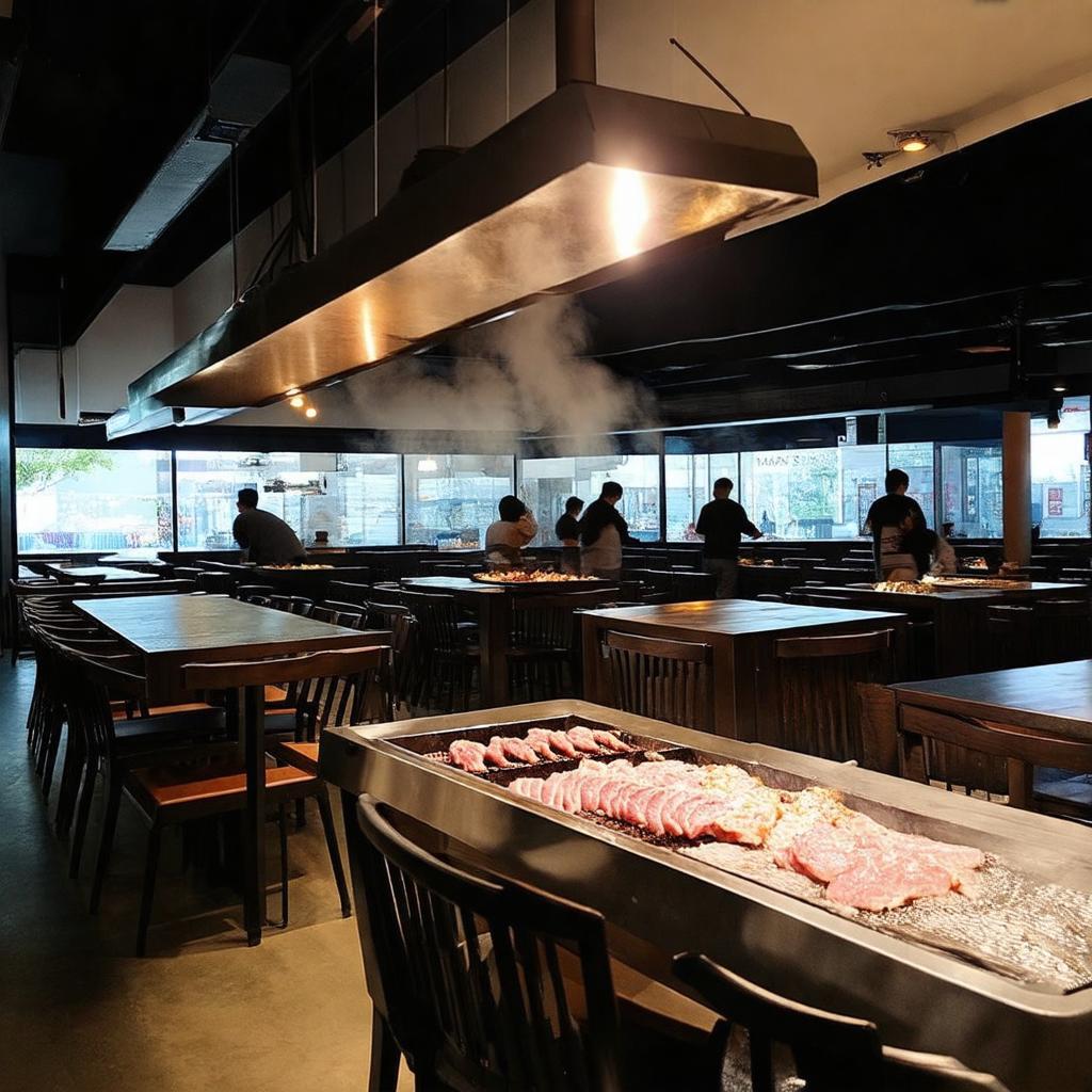 Không gian nhà hàng King BBQ hiện đại, ấm cúng với hệ thống hút khói nướng hiệu quả