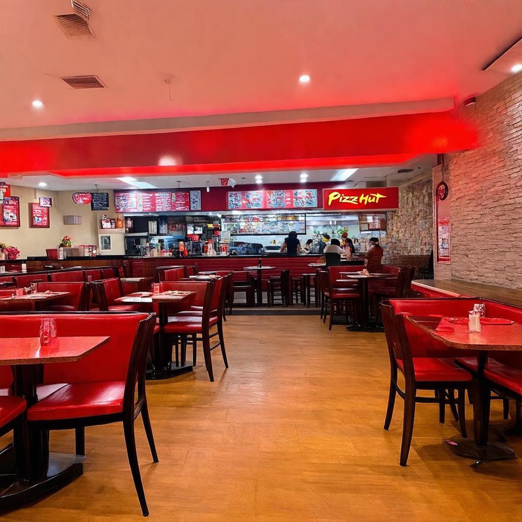 Nội thất ấm cúng và hiện đại bên trong nhà hàng Pizza Hut Dĩ An tại Bình Dương
