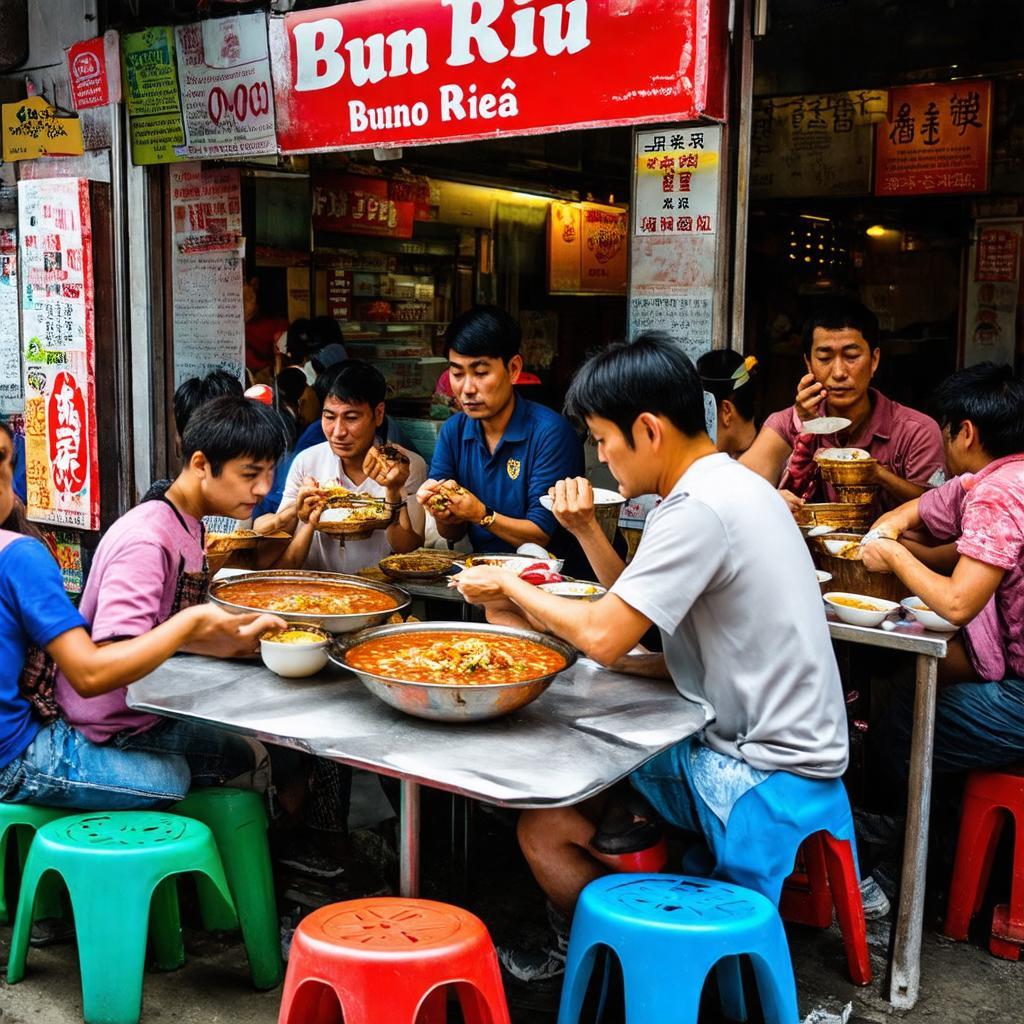Khong gian binh dan dong duc tai Quan Bun rieu Ganh, phan anh van hoa am thuc via he Ha Noi