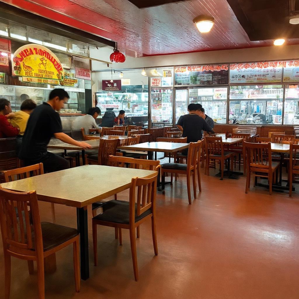 Không gian ngồi ăn thoáng đãng, sạch sẽ của quán lẩu dê 404 Tân Phú.
