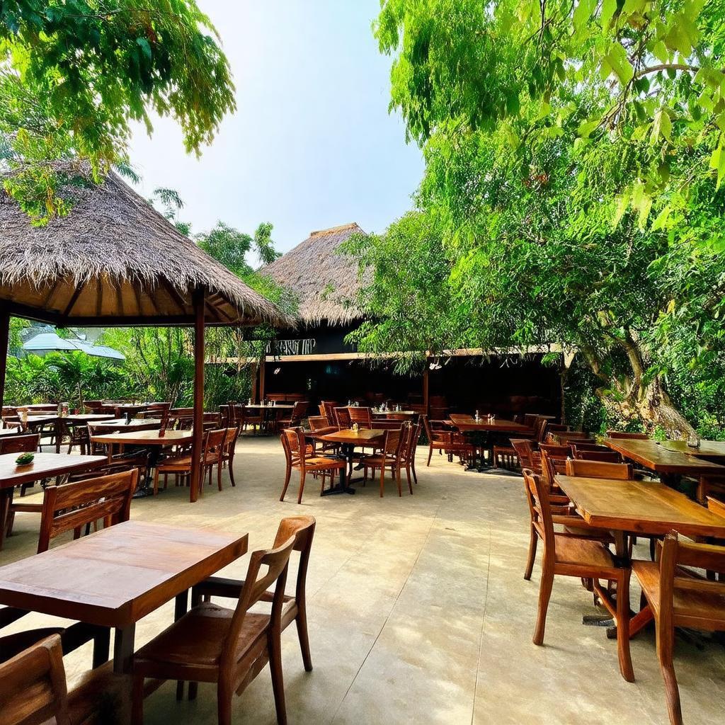 Hình ảnh không gian sân vườn thoáng đãng tại Gà nướng Phụng Xuân An Sơn 17 Thuận An lý tưởng cho gia đình bạn