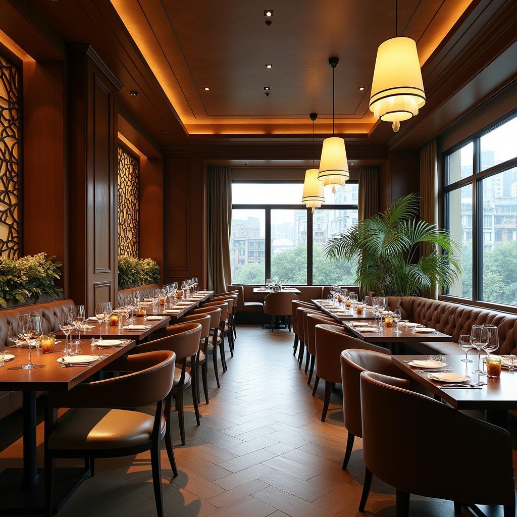Không gian sang trọng, ấm cúng của nhà hàng Hoàng Tý Premium Restaurant tại Quận 7.