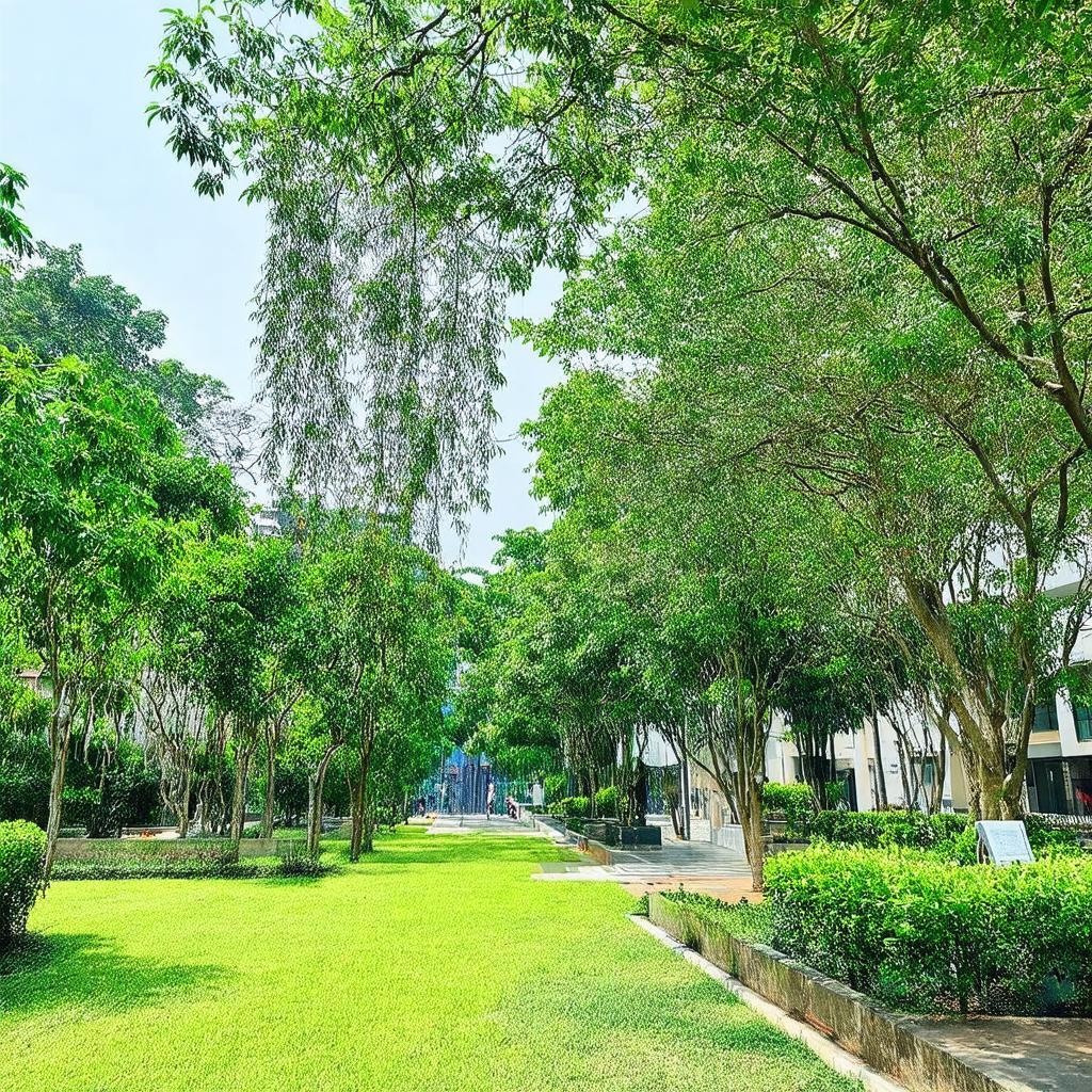 Không gian xanh mát và yên tĩnh tại Công viên Hòa Bình Quận 5 lý tưởng cho nghỉ ngơi và dạo bộ