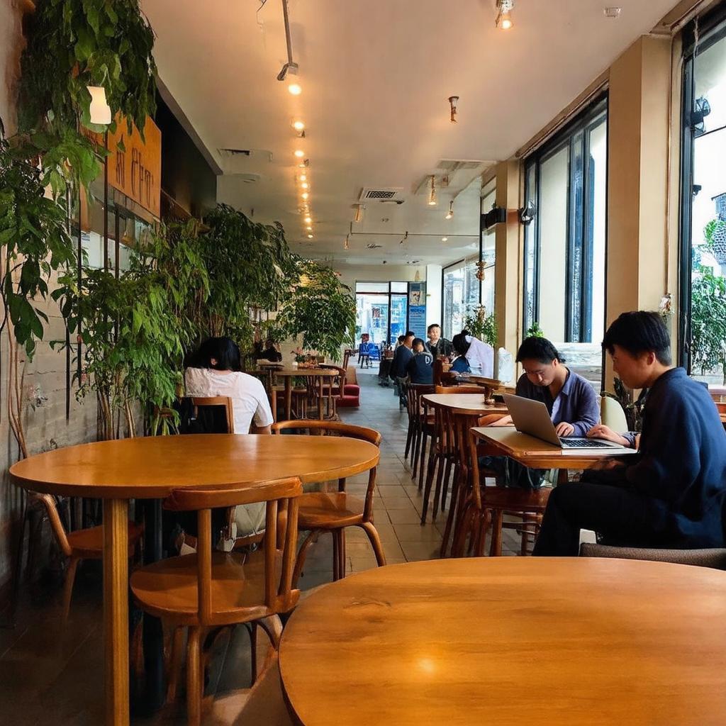 Khung cảnh yên tĩnh, thoải mái tại quán cà phê Hana Coffee Trịnh Đình Thảo.