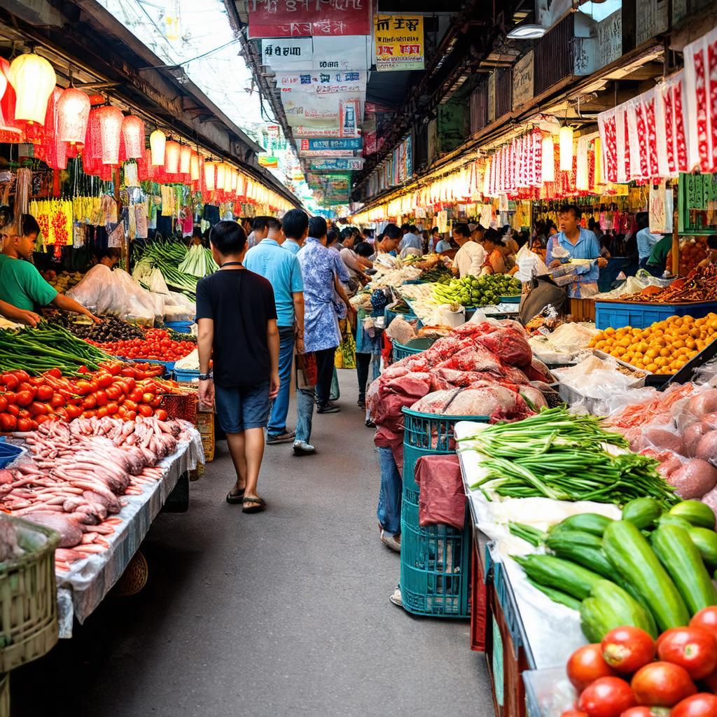 Khung canh mua ban soi dong va da dang hang hoa tai Cho Cau Voi Long An