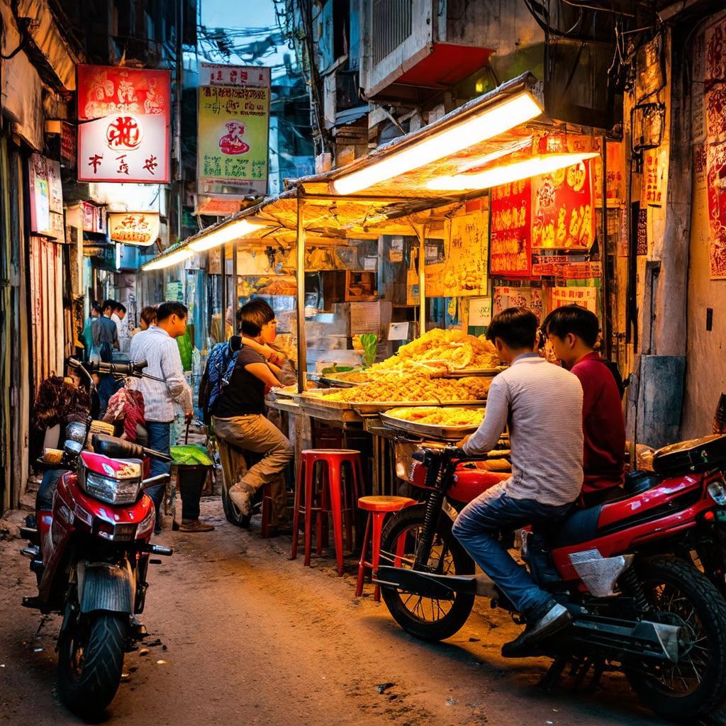 Cảnh sinh hoạt tấp nập trong Ngõ 92 Nguyễn Khánh Toàn với nhiều hàng quán, người qua lại.