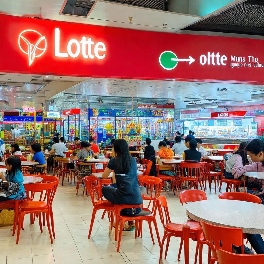 Không gian khu ẩm thực và giải trí tại Siêu thị Lotte Mart Nguyễn Hữu Thọ Quận 7