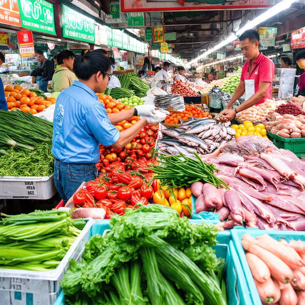 Khu chợ thực phẩm tươi sống đa dạng các mặt hàng tại chợ Phú Lạc Bình Chánh