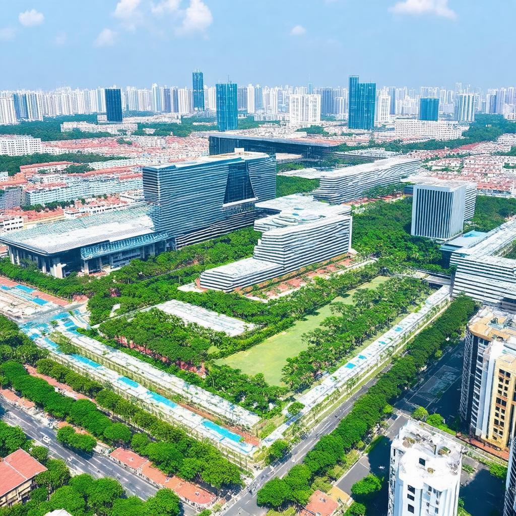Toàn cảnh Khu Công nghệ cao TP.HCM nhìn từ trên cao gần đường Lê Văn Việt, Quận 9