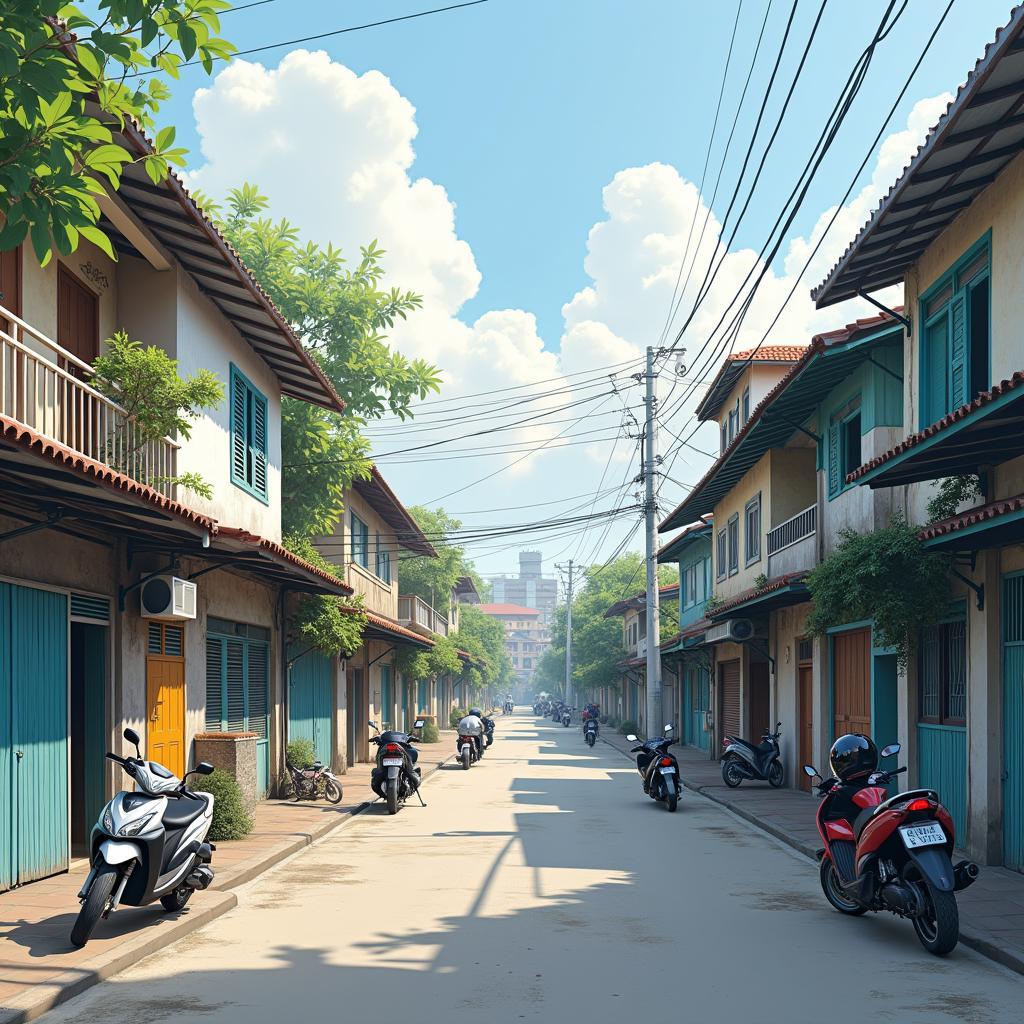 Canh quan khu dan cu nha tro phuc vu cong nhan gan vong xoay My Phuoc 2 Ben Cat