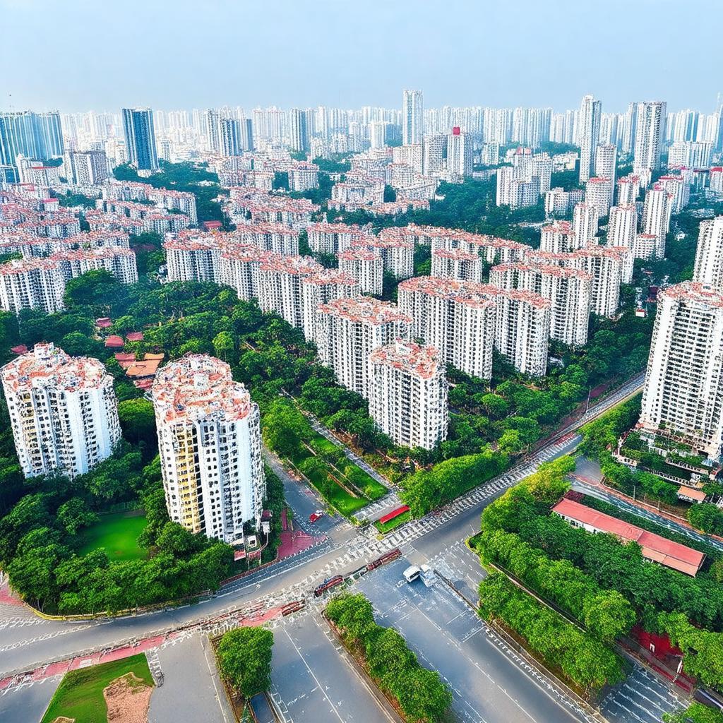 Toàn cảnh Khu đô thị Văn Phú nhìn từ trên cao gần Ngã tư Văn Phú Hà Đông