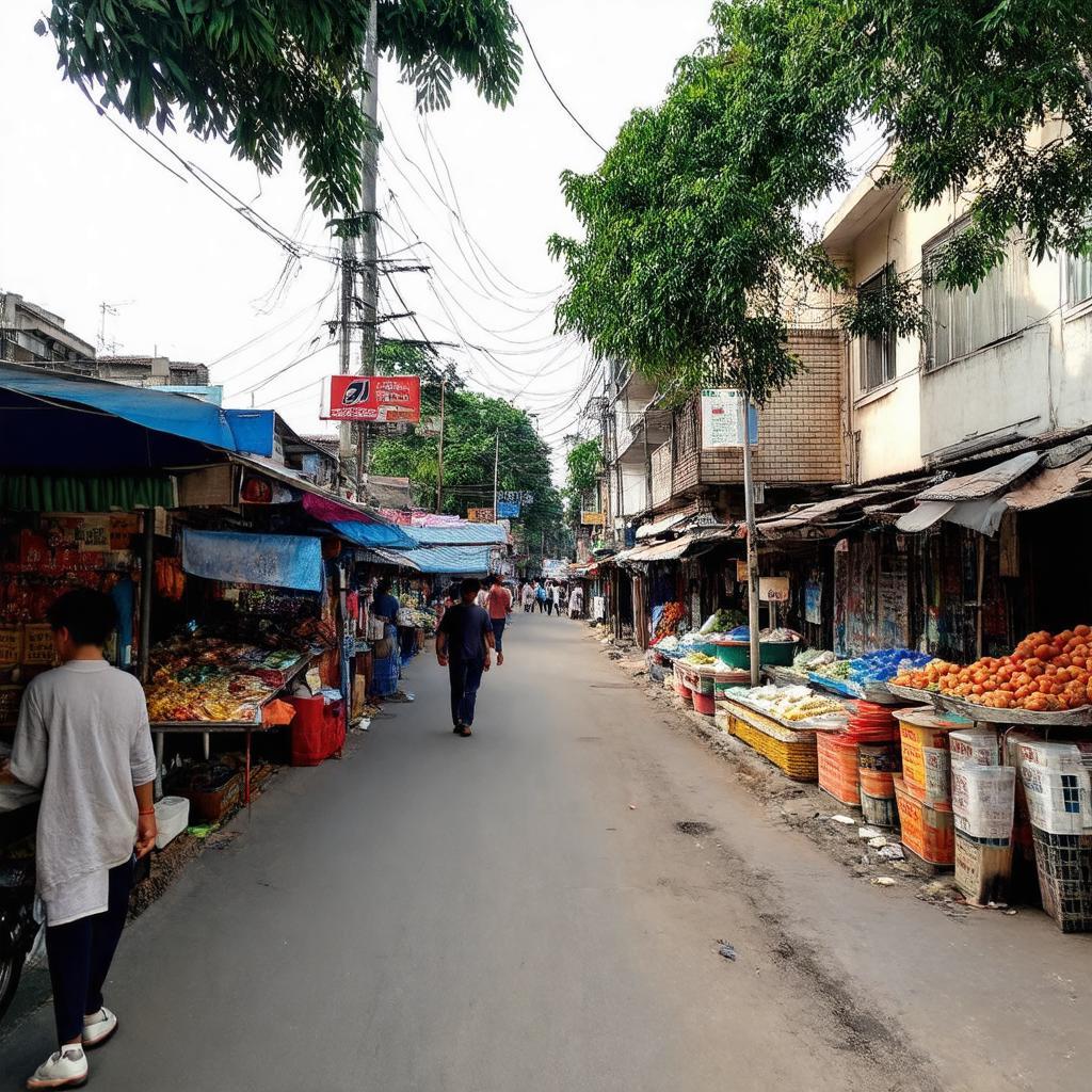 Hình ảnh đời sống thường ngày tại khu phố Tân Thới Hiệp Quận 12 TP HCM với chợ nhỏ và nhà dân san sát
