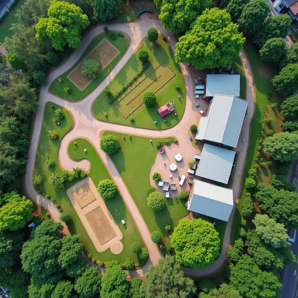 Toàn cảnh Trung tâm Sinh thái Giáo dục VECO tại Ngõ 64 Ngô Xuân Quảng, Gia Lâm với không gian xanh mát và các khu vực hoạt động