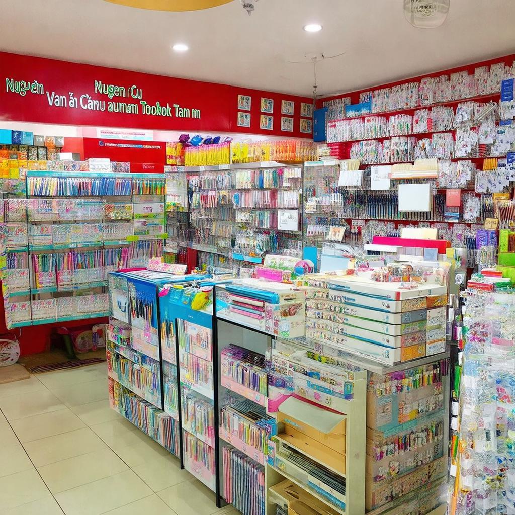 Khu vực văn phòng phẩm và đồ dùng học sinh tại Nhà sách Nguyễn Văn Cừ Tam Kỳ