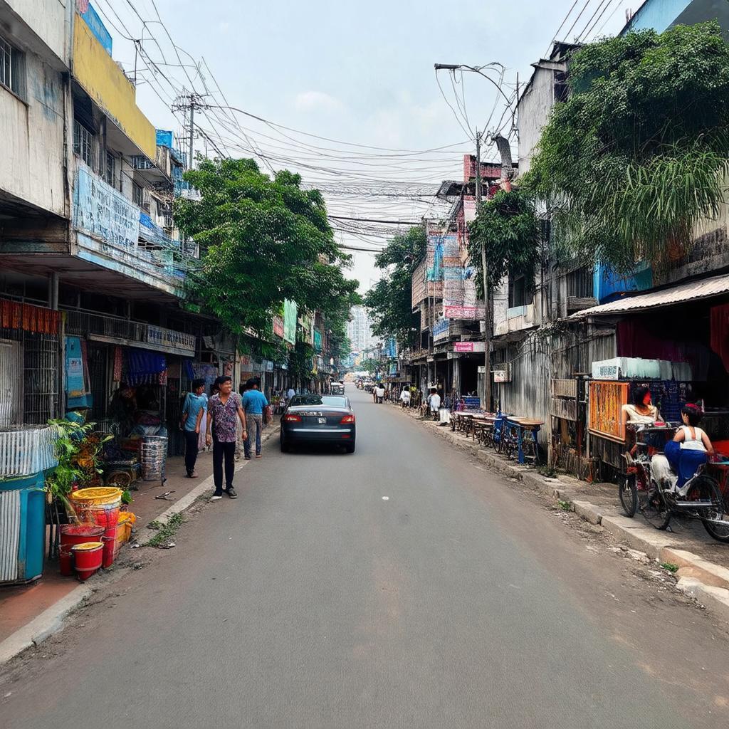 Khung cảnh khu vực xung quanh Cầu Đa Khoa Quận 7 với nhiều tiện ích và cơ sở kinh doanh.