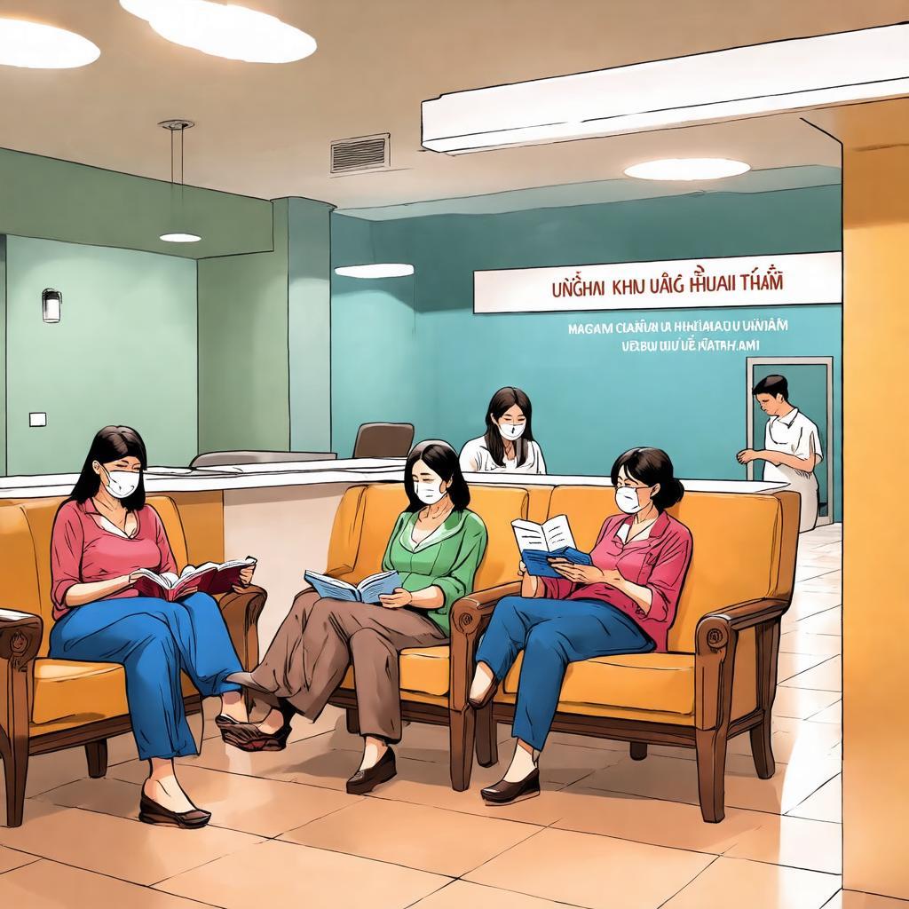 Khu vực chờ thoải mái tại Phòng khám đa khoa Hoàn Mỹ Nguyễn Văn Đậu, nơi bệnh nhân ngồi đợi.