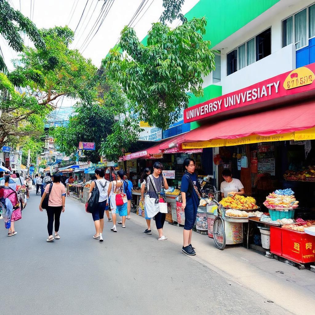 Khu vực sầm uất xung quanh Đại học Nha Trang tại địa chỉ 2 Nguyễn Đình Chiểu