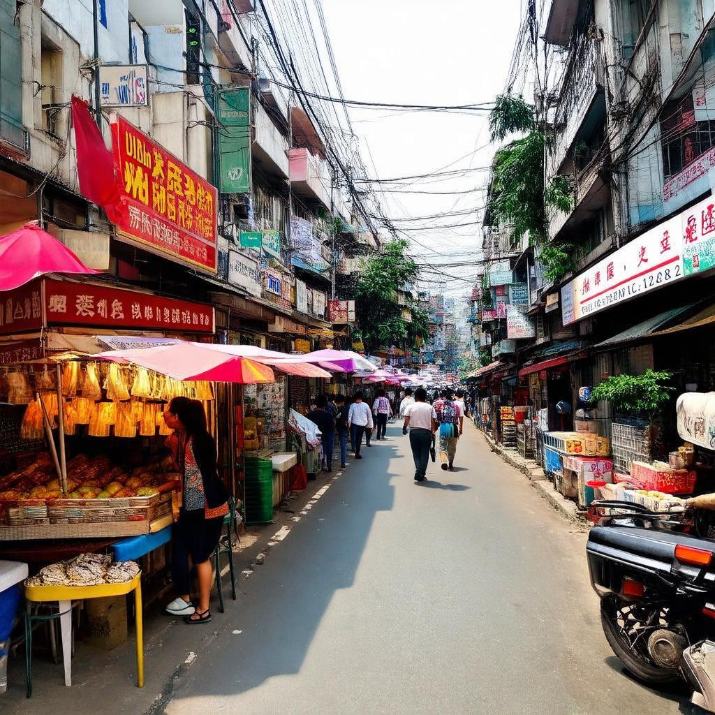 Khung cảnh đường phố sầm uất gần Viện Công nghiệp thực phẩm tại 301 Nguyễn Trãi quận Thanh Xuân Hà Nội