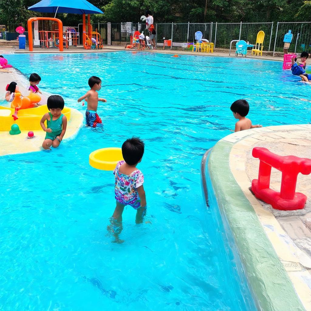 Khu vực hồ bơi riêng dành cho trẻ em tại Ho boi Phu Hiep 3, đảm bảo an toàn.