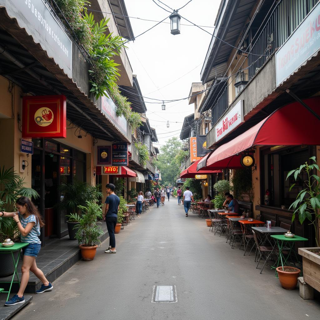 Khu vực Ngã Tư Giếng Nước tập trung nhiều cửa hàng và dịch vụ tiện lợi phục vụ đời sống người dân