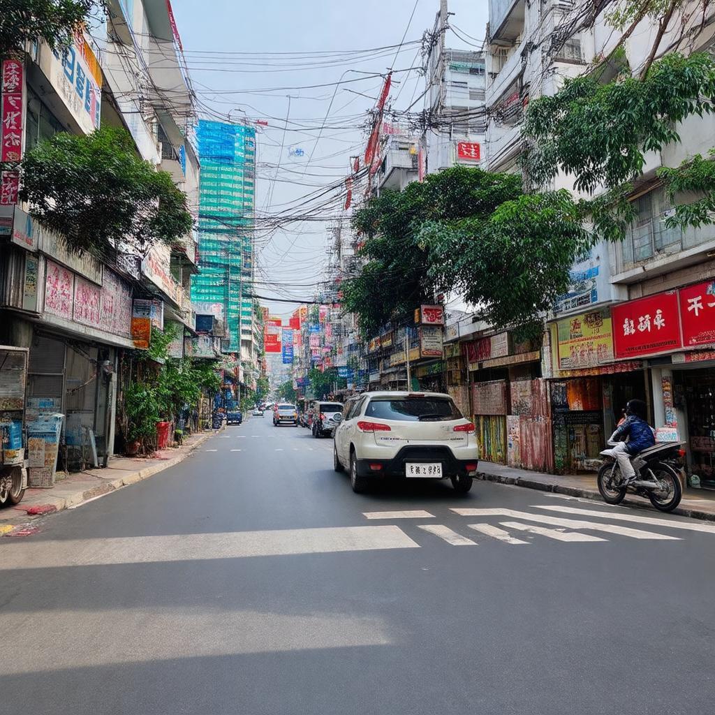 Góc phố khu vực ngã tư Tả Hiện Bạch Đằng Quận Hai Bà Trưng Hà Nội với các cửa hàng