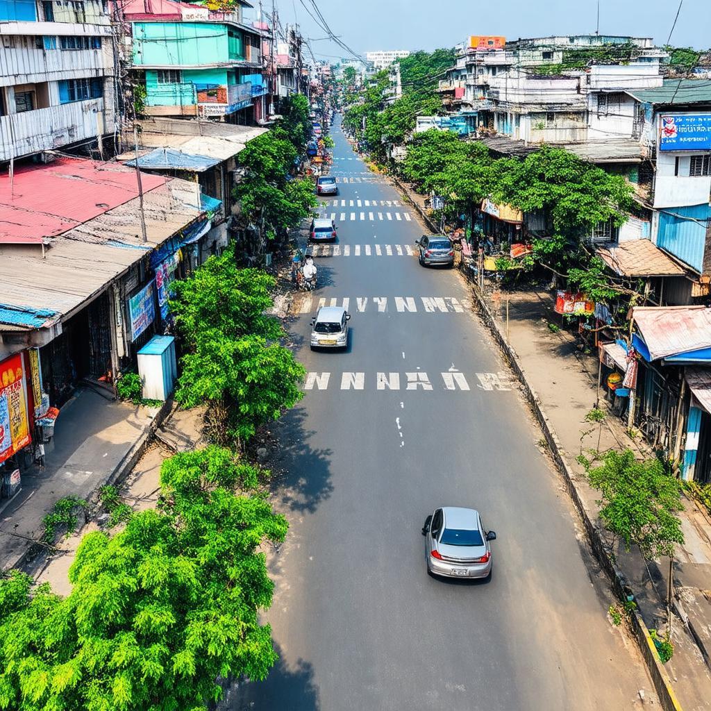Toàn cảnh khu vực phường Quan Hoa, Cầu Giấy, gần Công an phường
