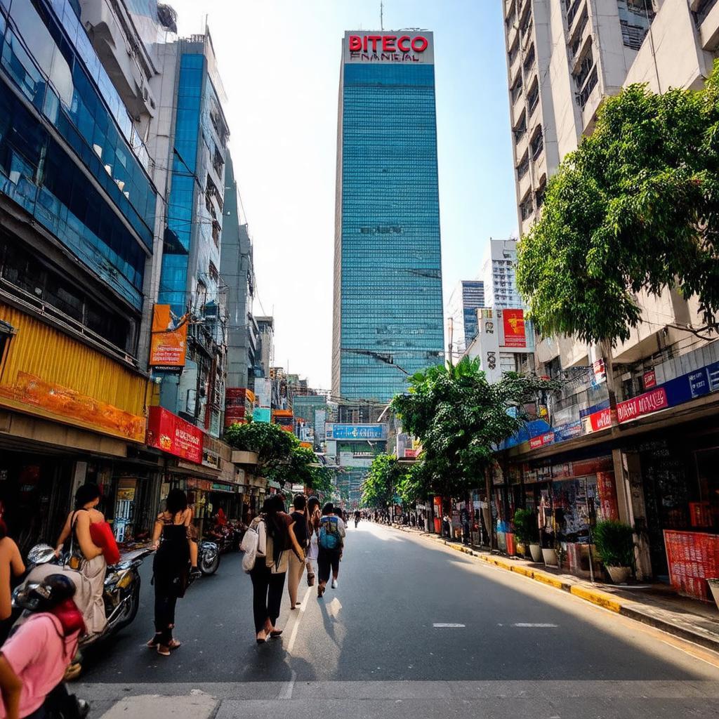 Khung cảnh đường phố sôi động xung quanh Tòa nhà Bitexco Financial Tower tại khu vực 2 Hải Triều, quận 1.