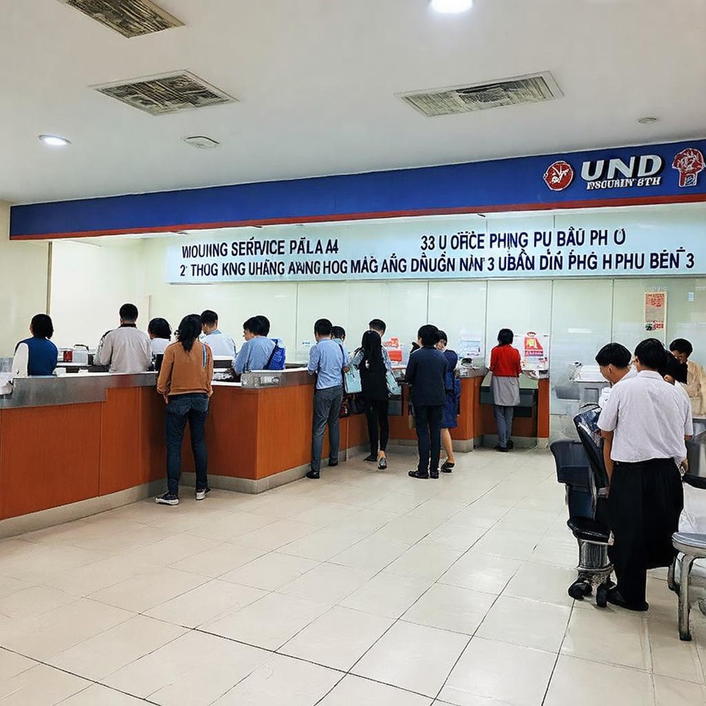 Hình ảnh khu vực tiếp dân, quầy làm việc tại UBND Phường 4 Quận 3