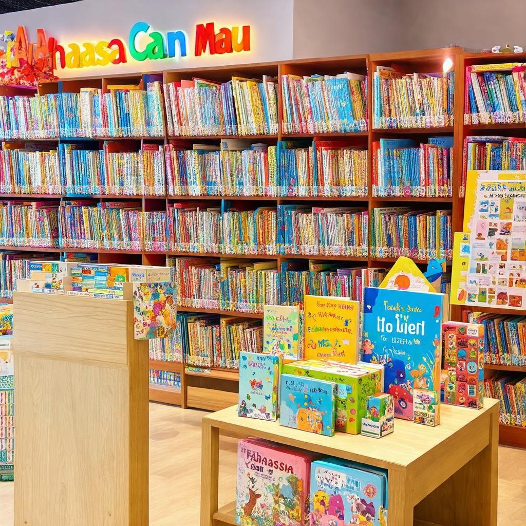 Khu vực dành cho trẻ em tại Nhà Sách FAHASA Cà Mau với sách truyện và đồ chơi