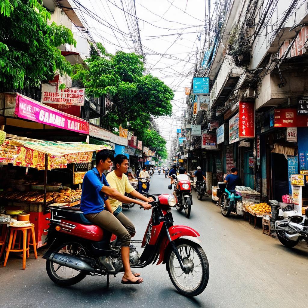 Hinh anh khu vuc an uong nhon nhip xung quanh Hotel 175 tren duong Nguyen Kiệm