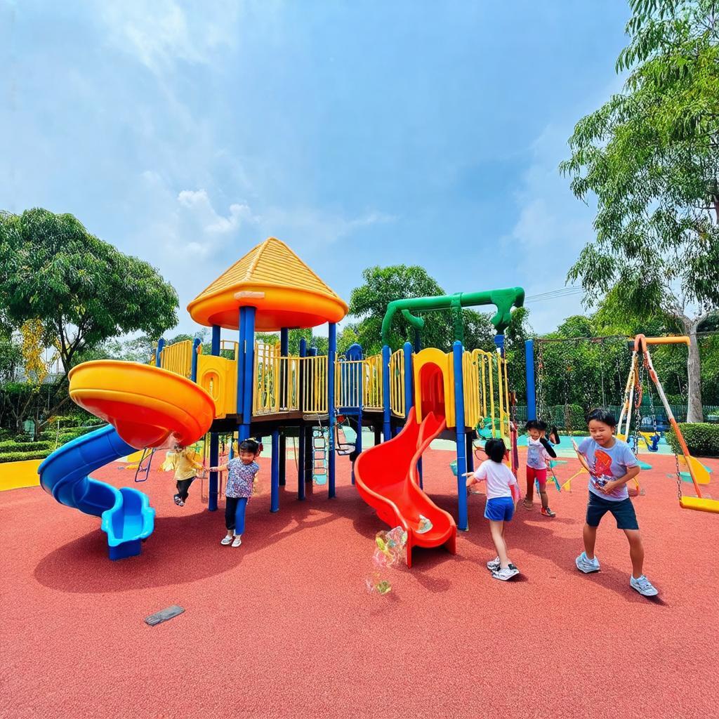 Khu vui chơi trẻ em rực rỡ tại Công viên Gia Phú đường CN 1