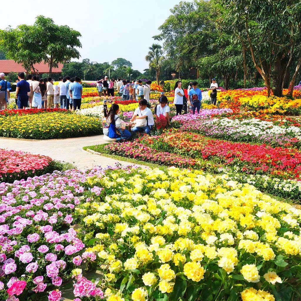 Hinh anh khu vuon hoa tai Thanh Hoa voi da dang sac mau tuyet dep diem den check in ly tuong
