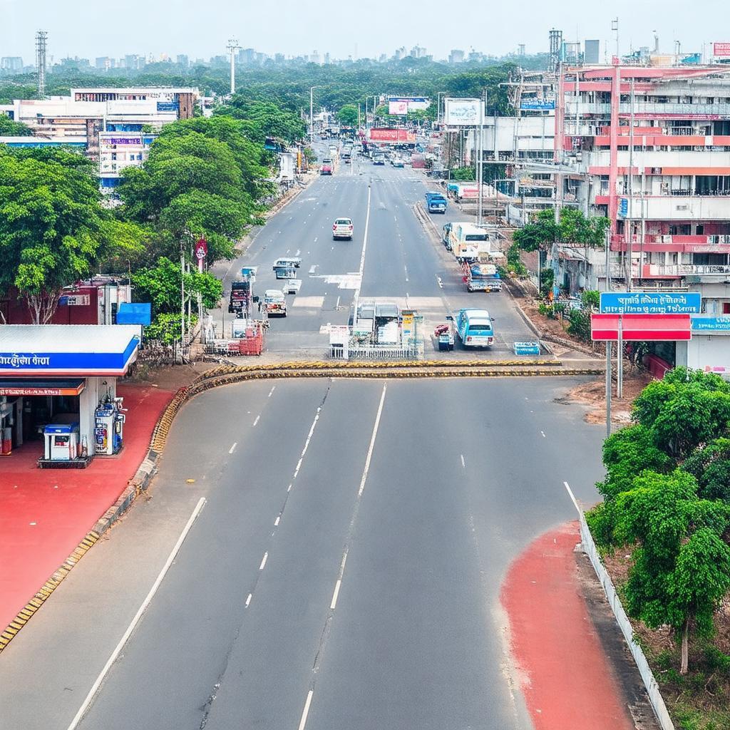 Toàn cảnh khu vực Ngã tư Đồng Tâm, Tiền Giang với các tuyến đường chính và cơ sở vật chất xung quanh