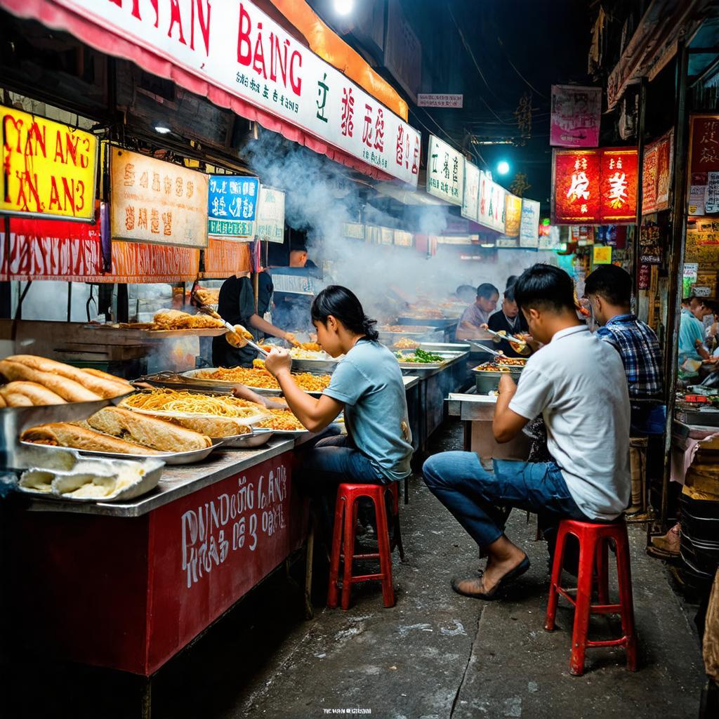 Khu vực ẩm thực đường phố với các món ăn vặt hấp dẫn tại Chợ Đồng An 3
