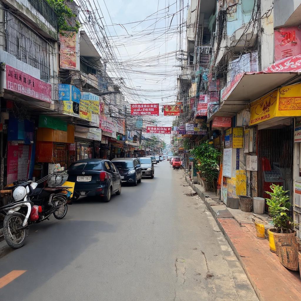 Khung cảnh sầm uất với các cửa hàng và hoạt động trên đường Phan Huy Ích quận Gò Vấp