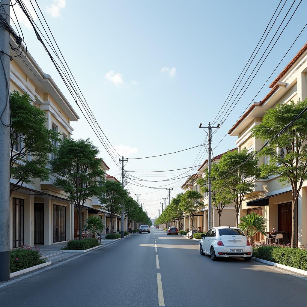 Khung cảnh ước lệ gần Trường Tiểu học Phước Thiện 1 trên đường Lý Thái Tổ Nhơn Trạch