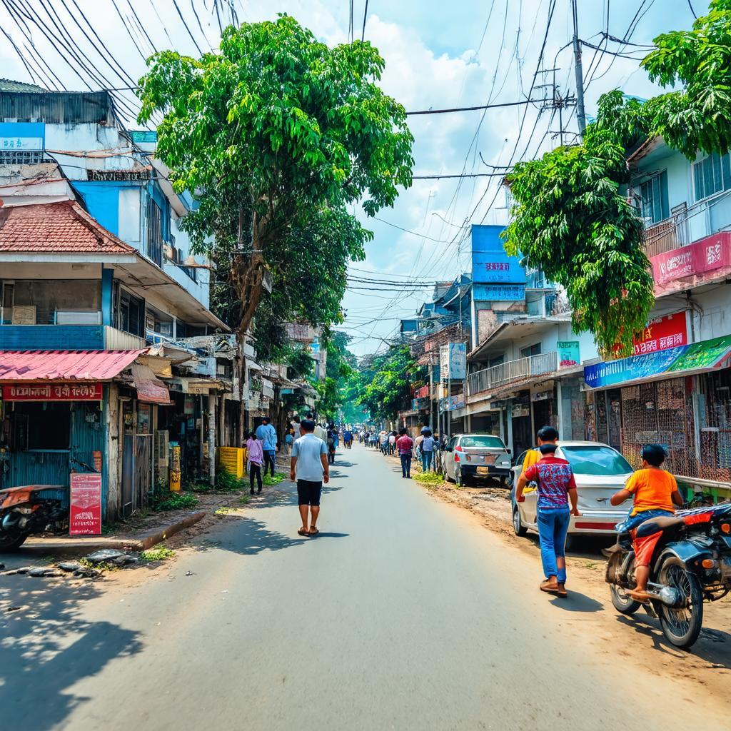 Khung cảnh đời thường tại Ngã 4 Lý Bình Bình Trung Bình Sơn Quảng Ngãi với các cửa hàng nhỏ và người dân địa phương