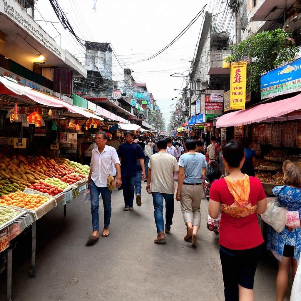 Khung canh tap nap nguoi mua ban o Chợ Tân Lập An Phú