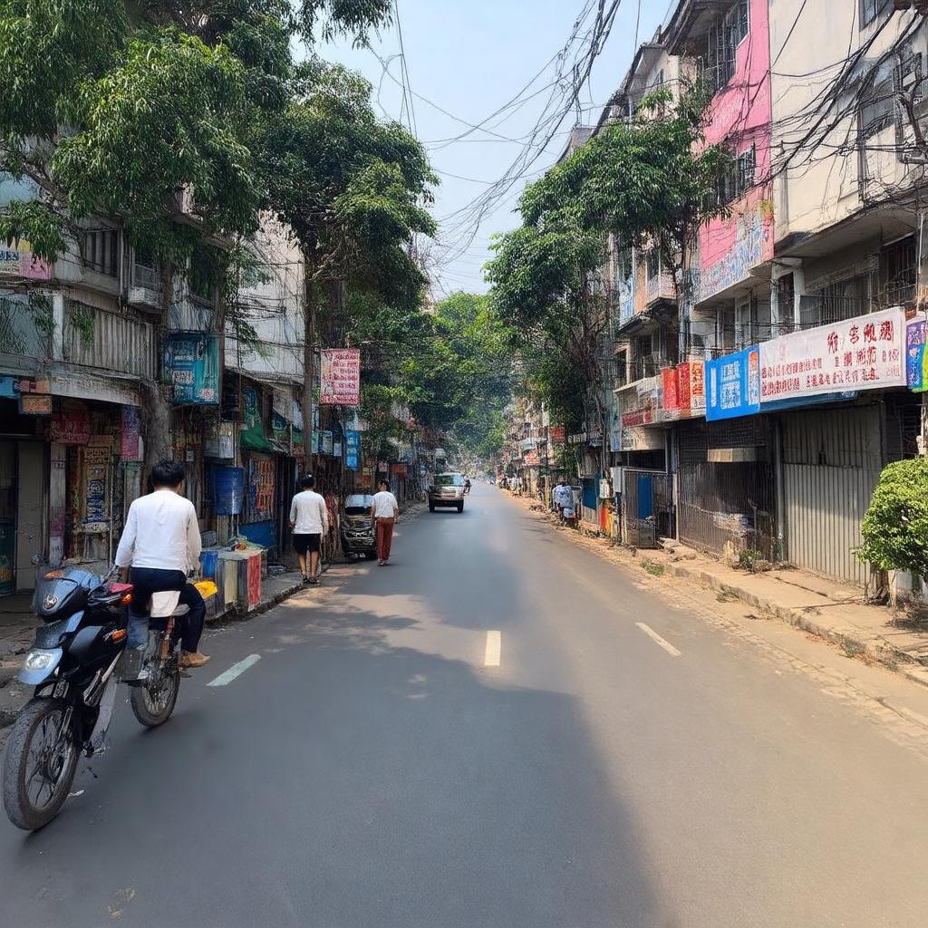 Hình ảnh khung cảnh Phố Đại Đồng Hoàng Mai Hà Nội với nhà cửa và đường phố