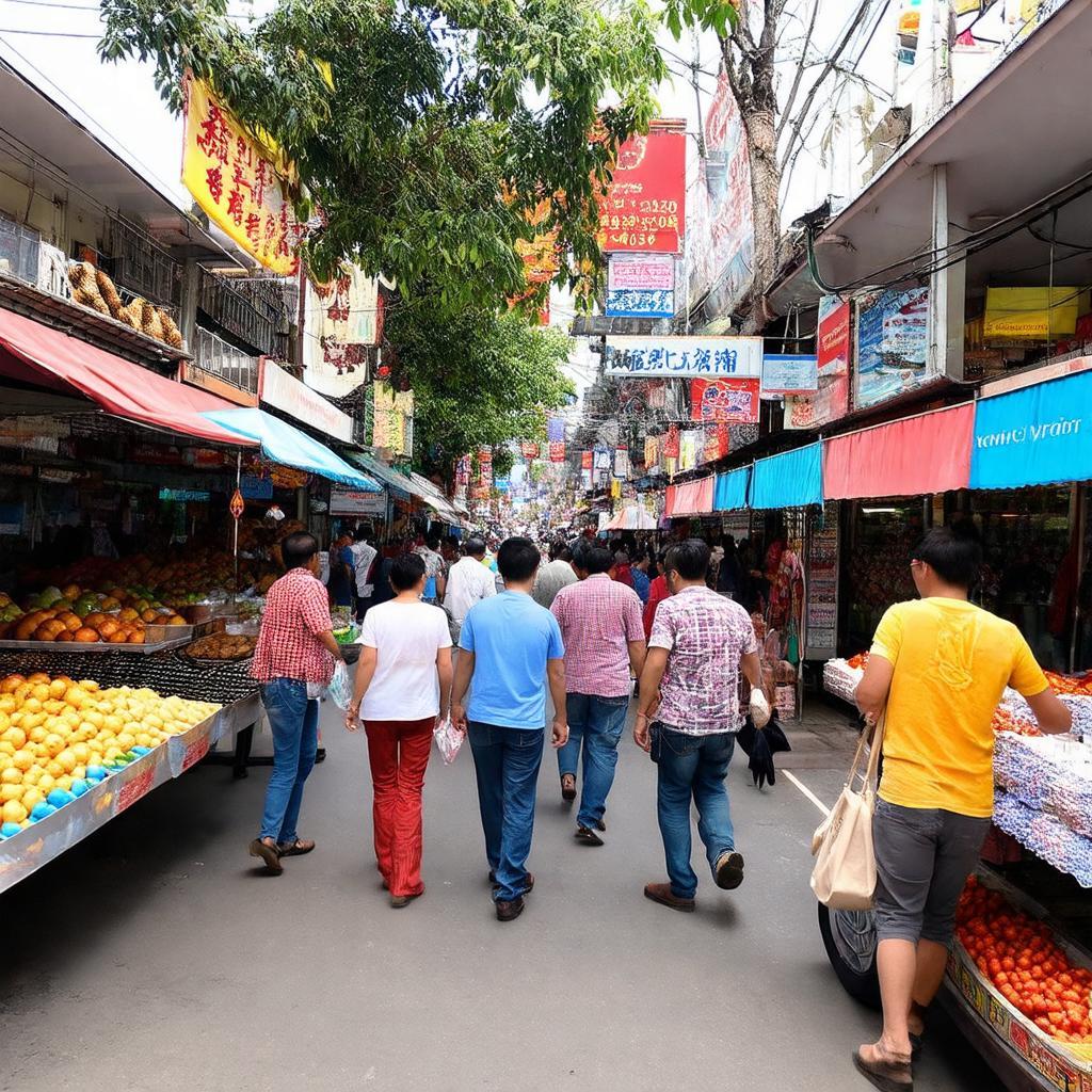 Khung cảnh tấp nập, nhộn nhịp tại lối vào Chợ Vĩnh Hải Nha Trang trên đường 2/4 vào sáng sớm