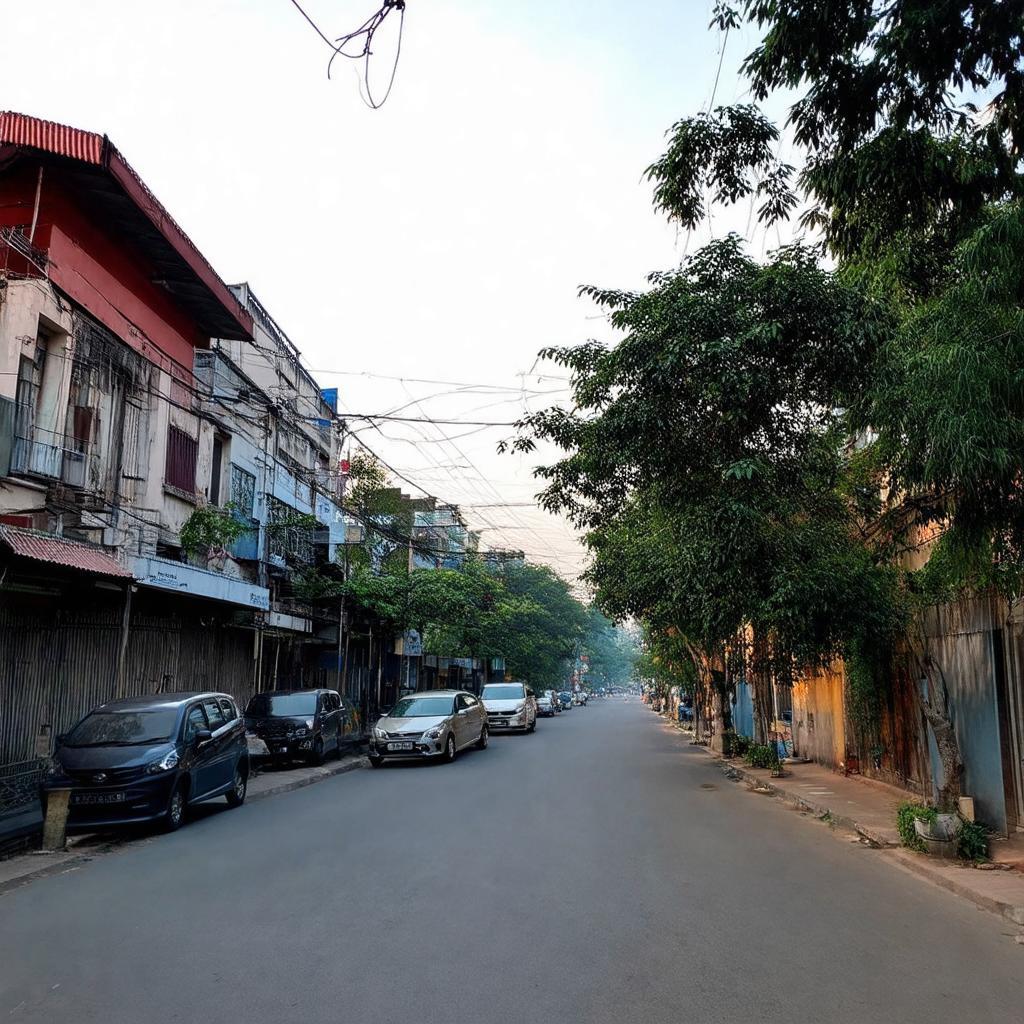 Khung cảnh yên bình một góc đường Thọ Lão quận Hai Bà Trưng Hà Nội vào buổi chiều